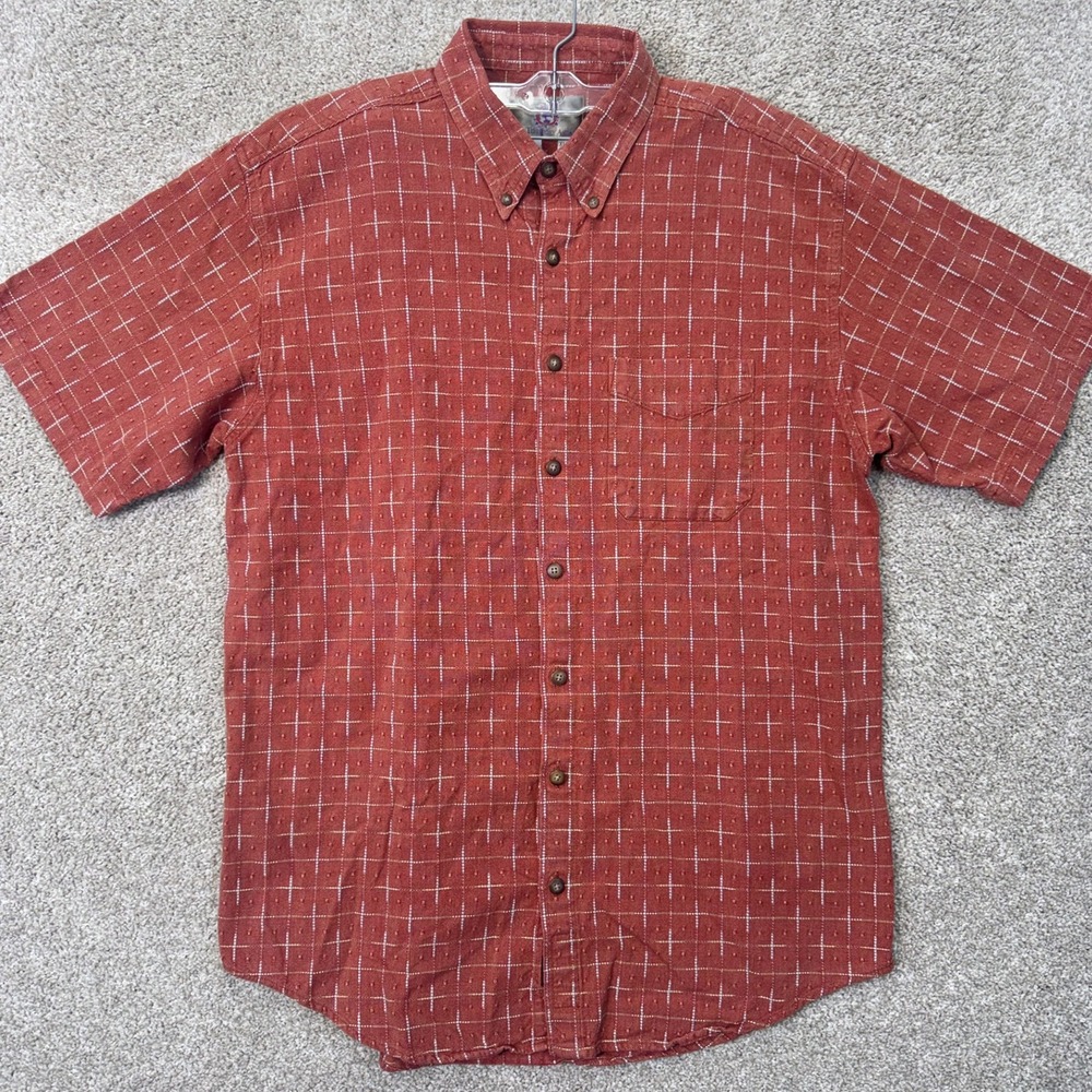 The Territory Ahead Shirt Mens XL-Tall Short Sleeve Rust Orange Dobby EUC